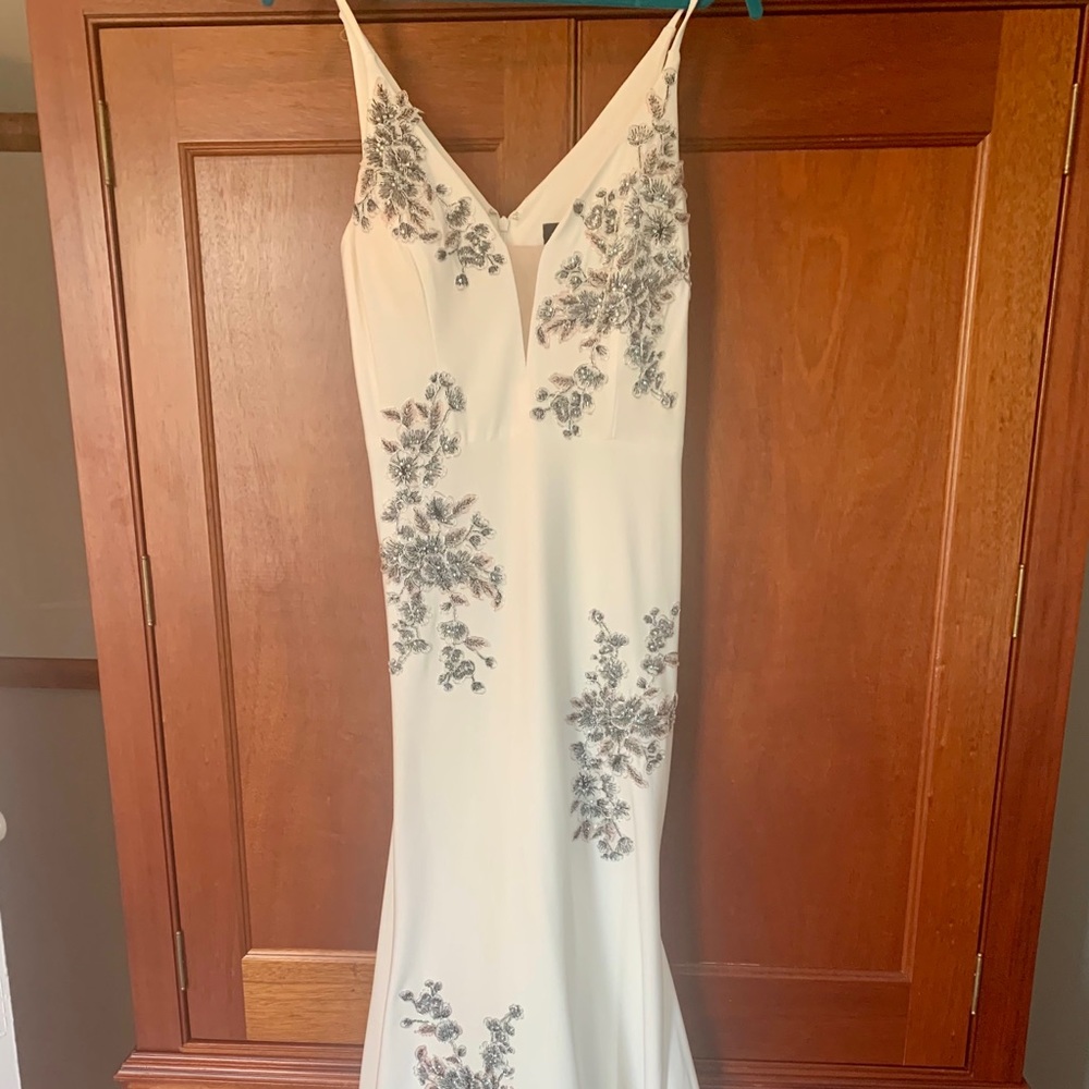Stunning white, floral embroidered gown